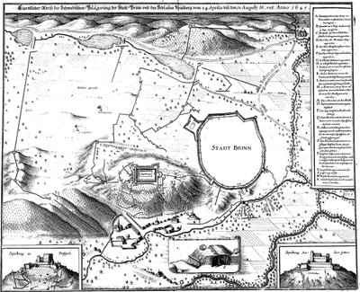 Plan of the City of Brno in 1645, During Its Siege by the Swedes, by Merian by Matthaus Merian